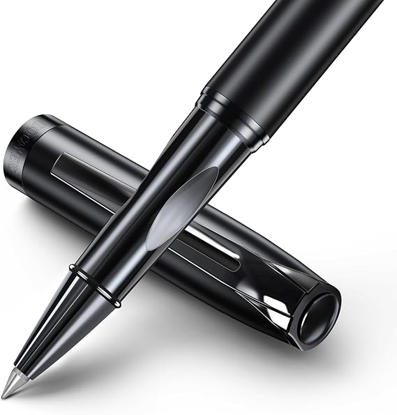 Samurai Rollerball Liquid Ink Pen Set,Luxury Executive Writing Pen for The Office,Roller Ball Pen Refillable,Schmidt Refill*2 and Gift Box,Best Ballpoint Pen Gift Set for Men & Women(Black)