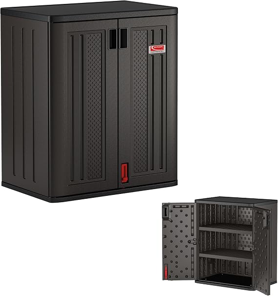 Suncast 30" Heavy-Duty Resin Garage Cabinet, Lockable, Dark Gray