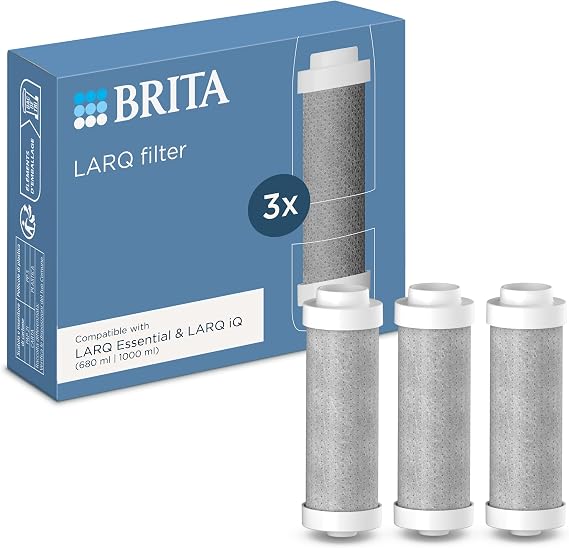 BRITA LARQ replacement filter 3 pack - replacement water filter LARQ filter bottles & iQ bottles (680 ml / 1000 ml) - reduces microimpurities, PFAS, chlorine & more