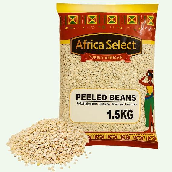 Africa Select Peeled Beans 1.5kg – Nigerian Peeled Black Eyed Peas for Moi Moi, Akara, Gbegiri & Stews | Dehulled African Dried Beans