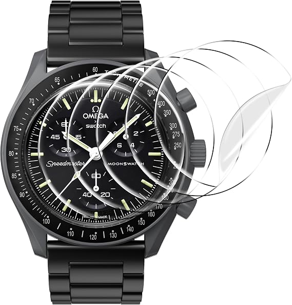 Stanchev Crystal Protector for Moonswatch,Soft TPU Anti-Scratch Screen Protector Compatible with Swatch Omega Moonwatch,HD Clear Screen Protector Cover for Omega x Swatch Moonswatch 5 Pack