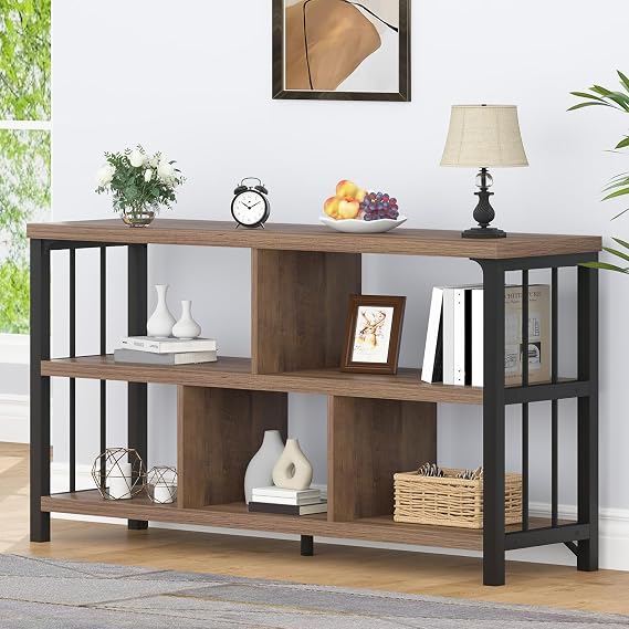 IBF 5 Cube Storage Organizer Bookshelf Low Bookcase 120cm Rustic Oak