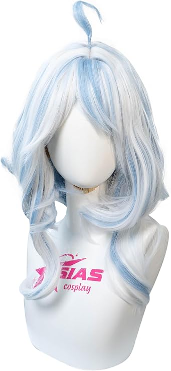 Platinum with Blue Long Wig for Focalors Furina Cosplay From Game Genshin Impact Synthetic Heat-Resistant Hair