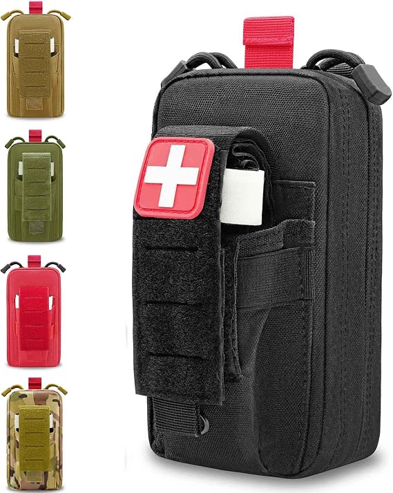 Molle First Aid Pouch Empty, Small Tactcical Ifak Med Duty Belt Tourniquet Holder Bag for Camping Hiking