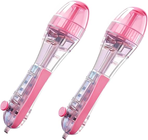 2Pcs 2.6mm Fuse Bead Pen, Ergonomic Perler Bead Pen with Push-Button Design, Large Capacity Molten Bead Dispenser with Transparent Pen Body, Practical Bead Tools for School Craft Classes DIY Projects