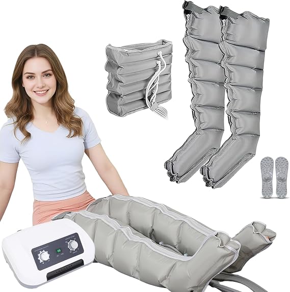 Leg Massager with Air Compression, 6 Cavities XXL Electric Lymphatic Drainage Massagers for Legs, Arms & Waist Pressotherapy, Recovery Boots for Pain and Circulation