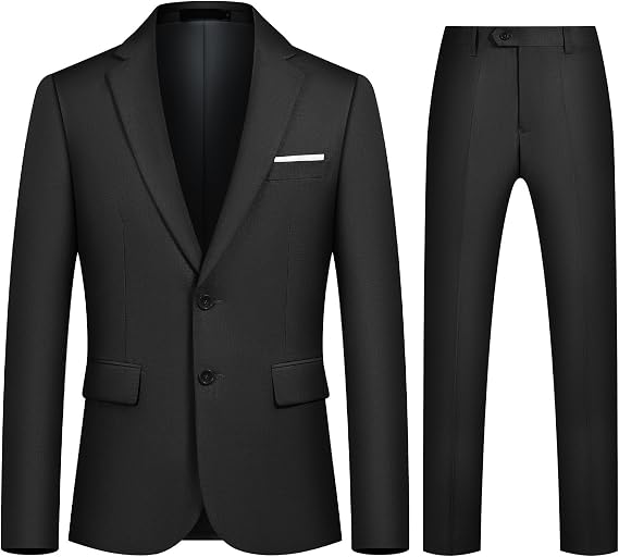 Mens Suits 2 Piece Slim Fit Two Buttons Business Jacket Pants