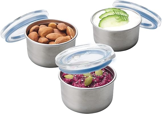 Smash Microwave Safe Stainless Steel Mini Dressing/Sauce Pots, Blue, 60 ml Capacity (Pack of 3)