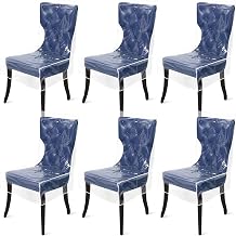 6Pcs Plastic Dining Chair Covers Transparent PVC Stool Seat Protector Dustproof & Waterproof Chair Protector for Home Dining Room Coffee Shop