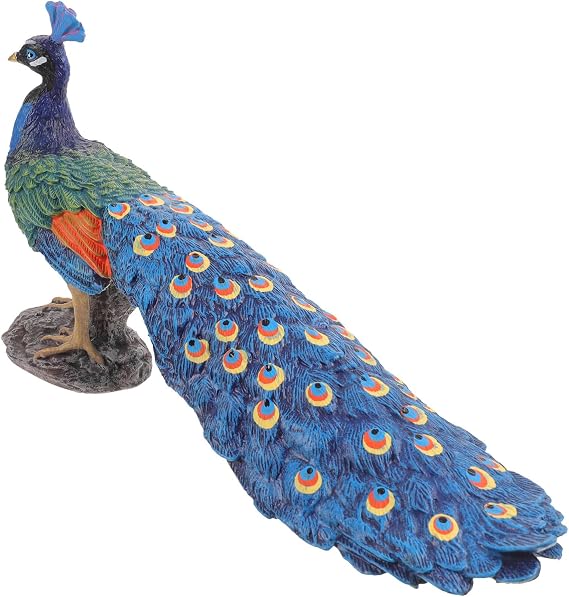Operitacx Peacock Ornament 9.45 Inch Metal Figurine Table Decoration for Home Office Art Craft Display