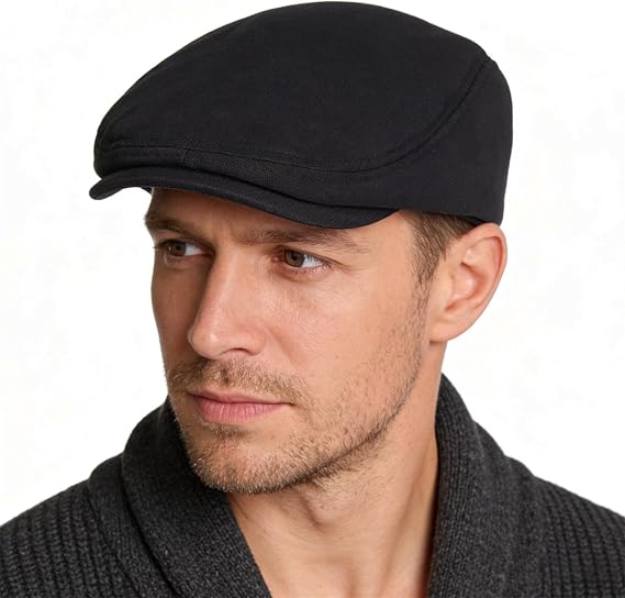 Men's Classic Newsboy Cap Cotton Flat Ivy Irish Cap Fitted Gatsby Driving Cabbie Hat Flat Winter Golf Hats