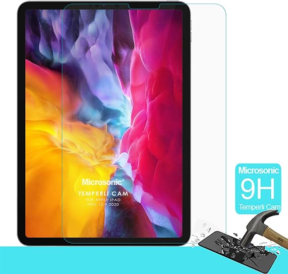 Microsonic Apple iPad Pro 12.9`` 2022 6. Nesil (A2436-A2764-A2437-A2766) Temperli Cam Ekran Koruyucu [iPad Pro 12.9 2022 ile Uyumlu Ekran Koruyucu - Şeffaf]