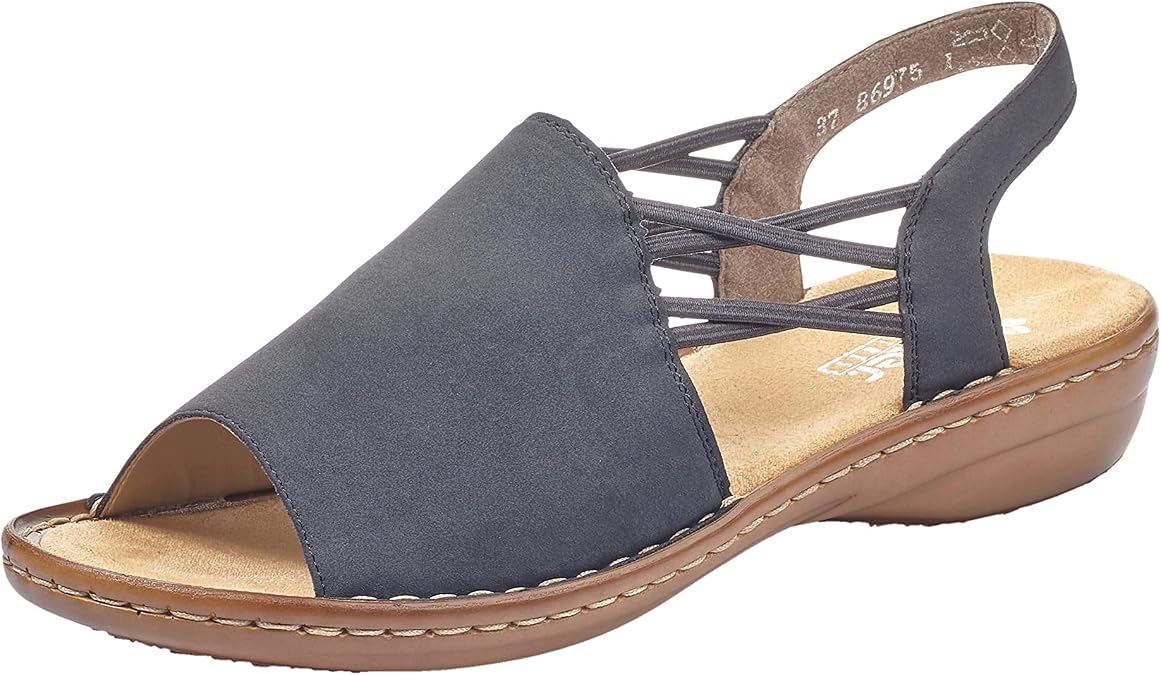 Rieker 608Y7 Women's Strappy Sandals Summer Shoes Comfortable Flat.