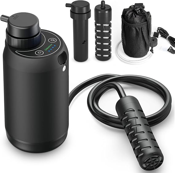 GreeShowIndustry New Concept Portable Water Purifier Outdoor Survival Water Purifier Filter USB Electric Mountain Climbing Camping Camping Disaster Prevention Goods Lightweight LED Light Equipped GS