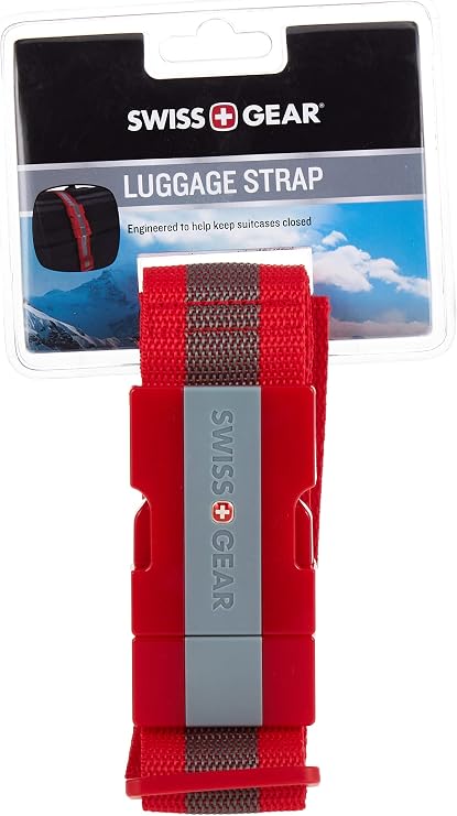 SwissGear Adjustable Luggage Strap with Snap Lock Buckle - Fits up to 72" Bags - One Size, Red