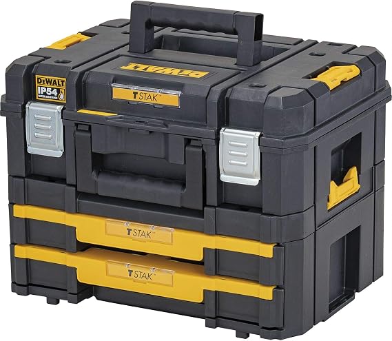 DEWALT DWST83395-1 Multi-purpose Suitcase + Double Chest TSTAK Combo, Metal Closures, Load Capacity 30 kg, Removable Dividers, Connects TSTAK Modules