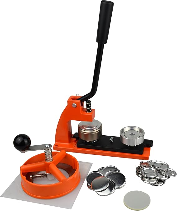 38mm Badge Maker Kit with 100 Badge Parts | Metal Button Press Machine with Circle Cutter | Interchangeable Dies 38mm, 45mm, 58mm | DIY Crafts, Custom Designs, Badge Making Projects