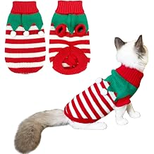 Dog Christmas Sweater Pet Winter Knitwear Xmas Elf Costume Clothes Coats Sweater for Kitty Puppy Cat M