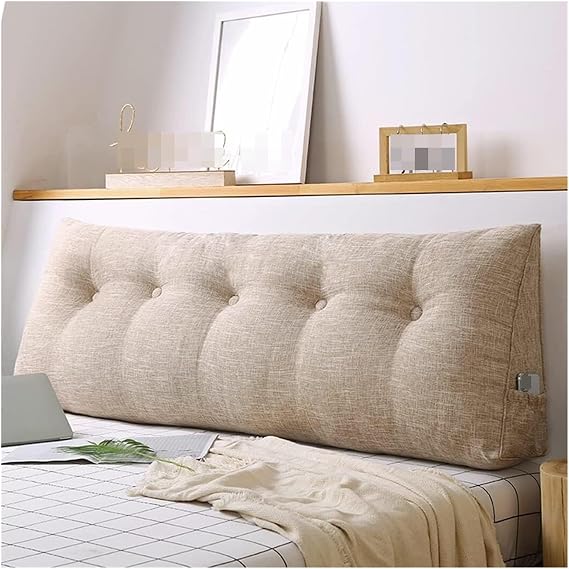 King Size Triangular Cushion Headrest, Queen Size Throw Pillow Triangular Reading Pillow with Removable Cover(Apricot,King(79"/200cm))