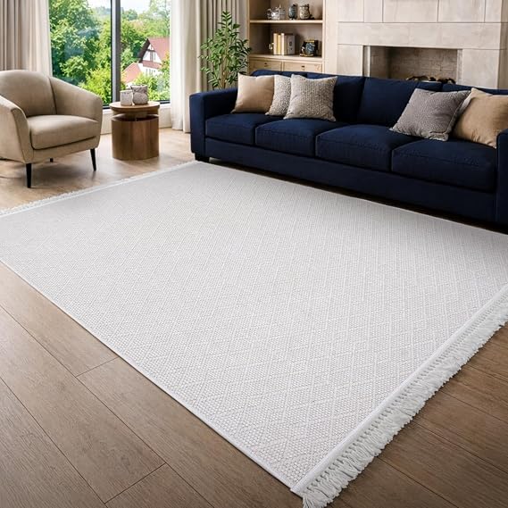 Aden Yonca Dokuma Halı | Makinede Yıkanabilir | Modern Halı | Krem | 20 x 20 cm | YNC01