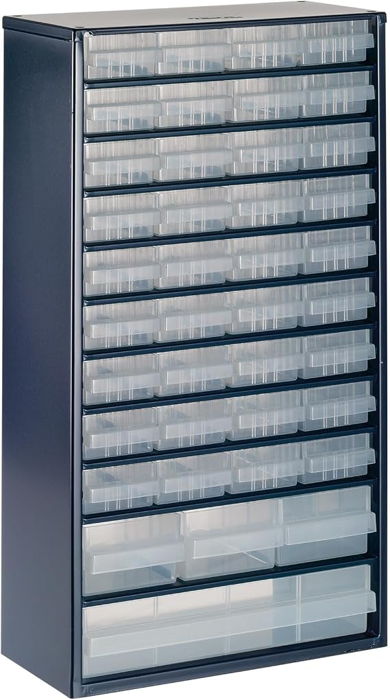 raaco 137430 "1240-123" Cabinet with 40 Drawers, Blue/Transparent