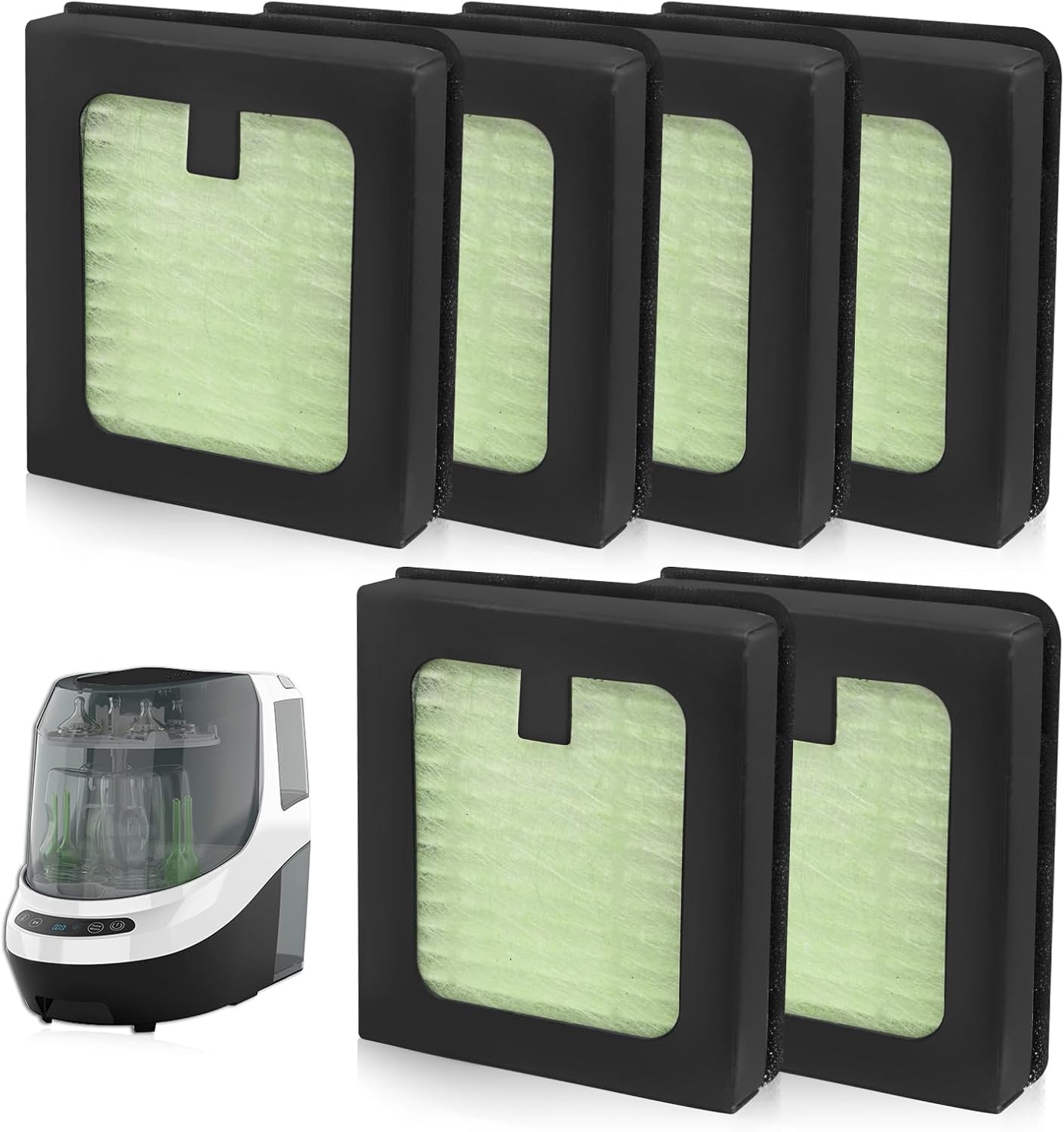 6Pack HEPA Filter Replacement Compatible with Baby Brezza Bottle Dryer Advanced and Baby Brezza Bottle Washer Pro