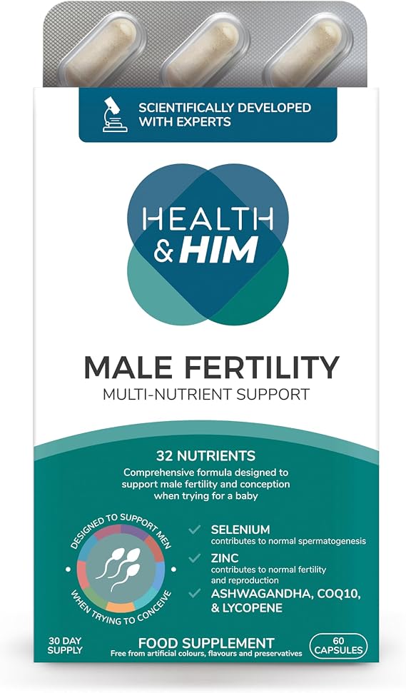Health & Him Male Fertility Vitamins, Vegan, 30 Day Supply