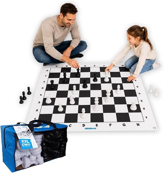 alldoro Giant Chess XXL 150x150cm, 32 Large Pieces and Bag