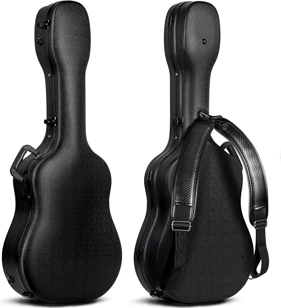 CAHAYA Acoustic Guitar Case Black Guitar Case ABS Waterproof Hard Case 1.5 cm Thick Padding Suitable for 41 Inch Guitar