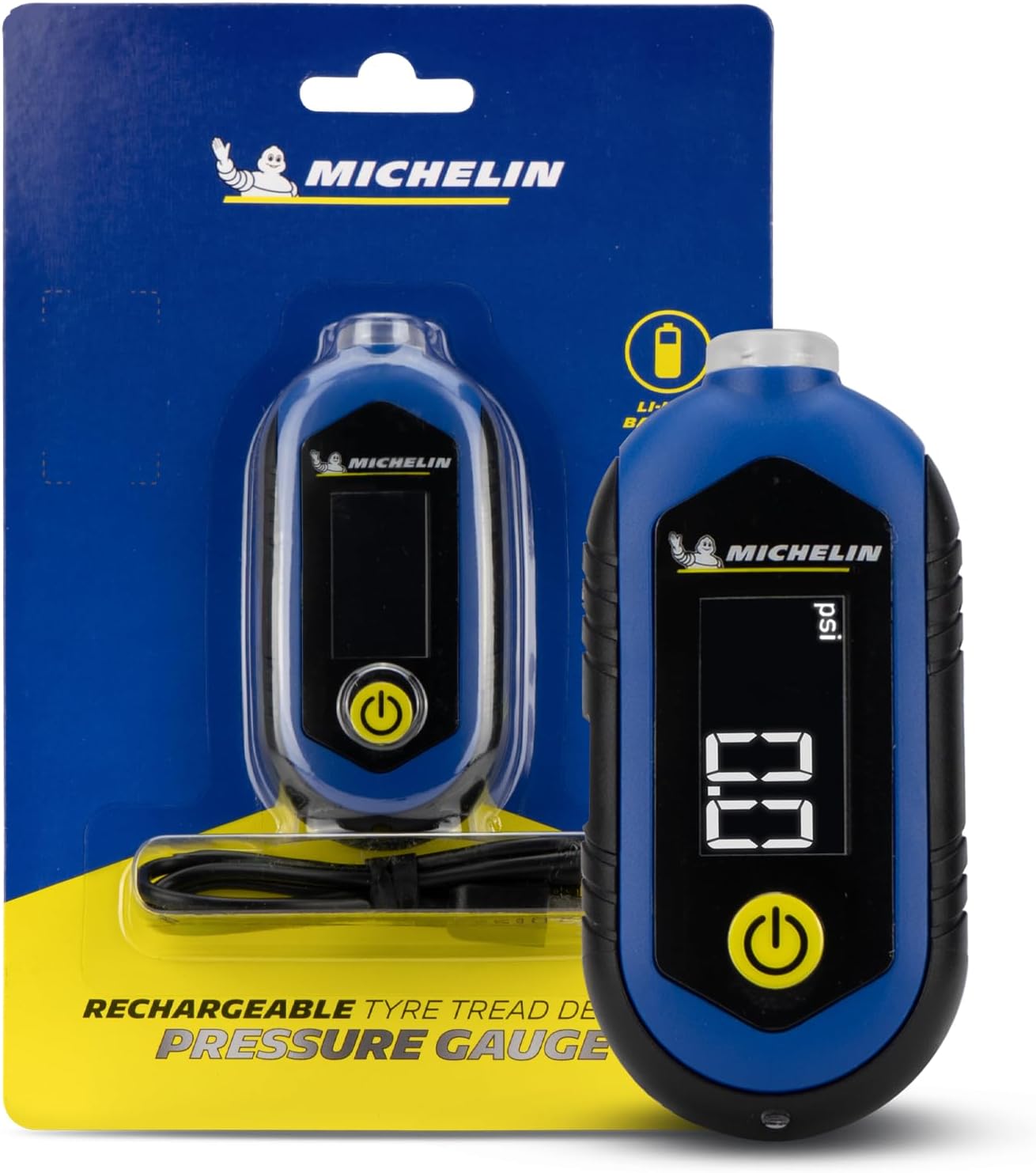 Michelin MC27001 3.6V Li-ion 150PSI Rechargeable Digital Tire Pressure and Depth Meter