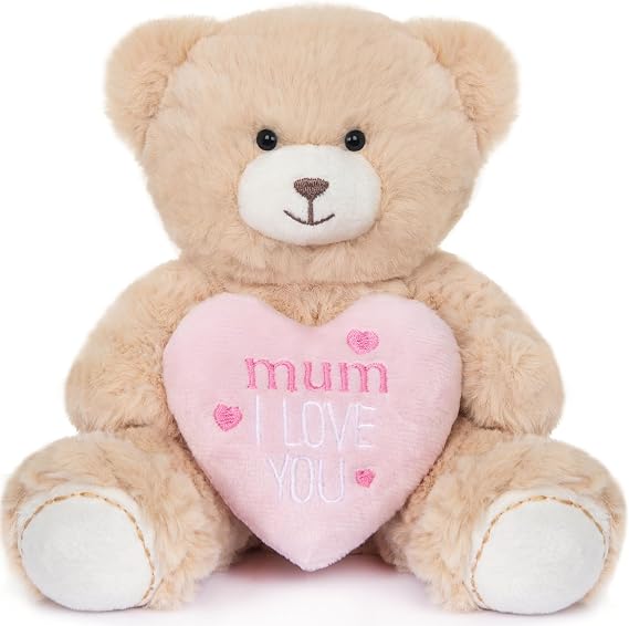 My OLi 18cm Beige Soft Teddy Bear with Pink Heart, Mum I Love You Stuffed