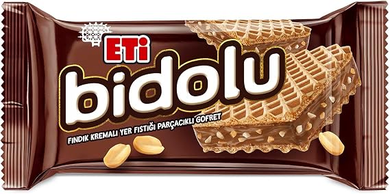 Eti Bidolu Fındık Kremalı Yer Fıstığı Parçacıklı Gofret 36 g x 24 Adet