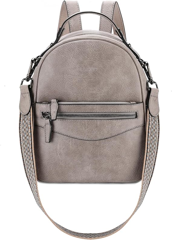 RAVUO Mini Backpack Women,Small Faux Leather Rucksack Ladies Shoulder Bag