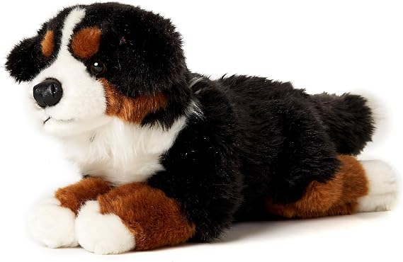 Uni-Toys - Bernese Mountain Dog, Lying Down - 38 cm (Length) - Plush Dog, Pet - Plush Toy, Cuddly Toy, Black/Brown/White