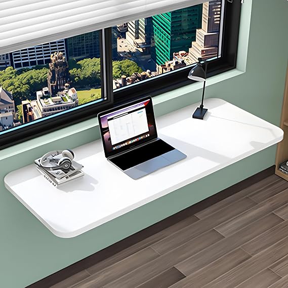 Wall Folding Desk Foldable Study Table,Space-Saving Wall-Mounted Study Table, Versatile Foldable Dining and Computer Desk for Home Office and Bedroom, Compact Design