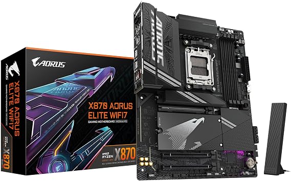 GIGABYTE X870 AORUS Elite WIFI7 AM5 LGA 1718, ATX, DDR5, 4X M.2, PCIe 5.0, USB4, Wi-Fi 7, 2.5GbE LAN, EZ-Mandal, Q-Flaş