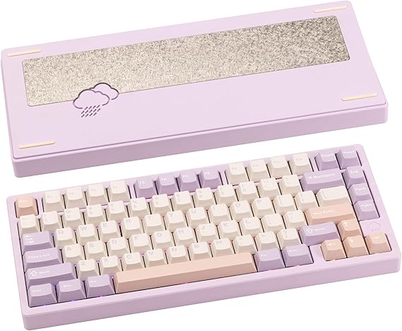 WOBKEY Rainy 75 Aluminum Cocoa Switch Mechanical Keyboard with Superior Acoustics, Wired, BT, 2.4G wireless Connectivity (Pro - Purple)