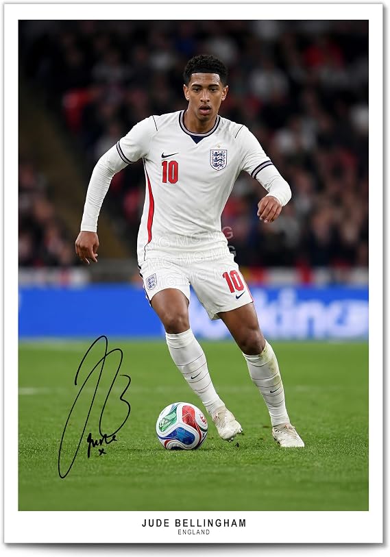 Jude Bellingham Real Madrid Signed Photo Poster A4/A3 Print Picture Display Framed Autograph Memorabilia for Football Fans Gift England (England 2026, A4 Poster Only)