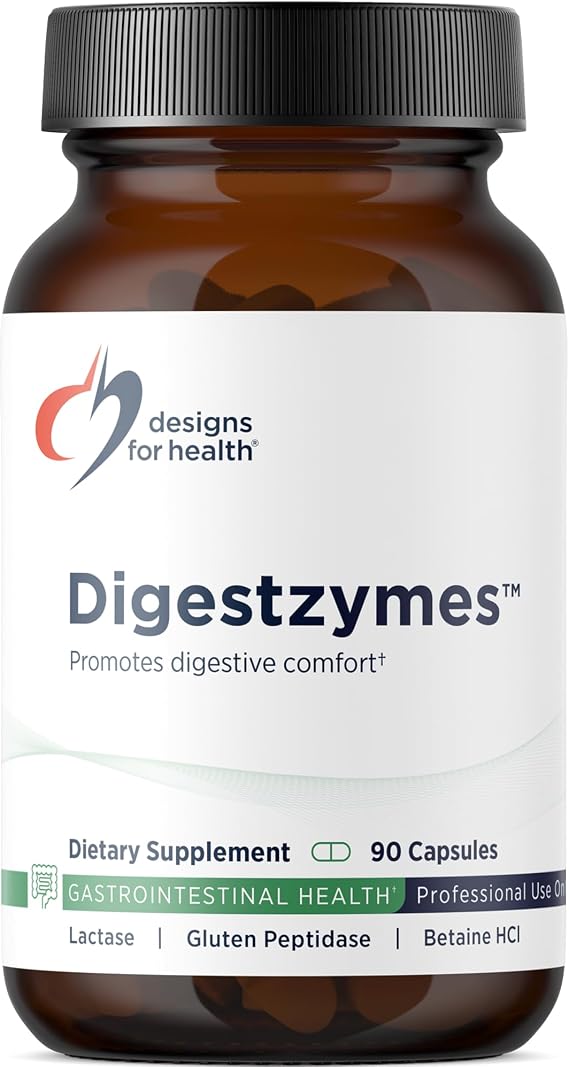 Designs for Health Digestzymes, 90 Capsules | Digestive Enzyme Complex, Betaine HCl & Ox Bile, Supports Lactose Digestion