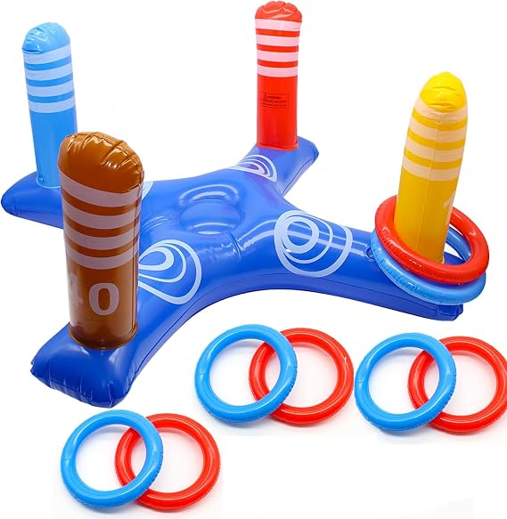 Inflatable Pool Games Toy Set 9PCS Swimming Inflatable Toys with 8 Rings