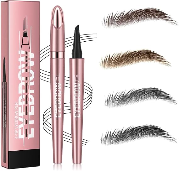Magic Eyebrow 3D Waterproof Pencil - 4-Tip Contouring Pen, Tint for Makeup (04-Black)