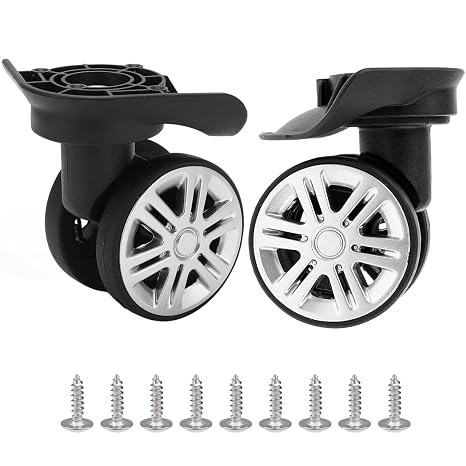 1 Pair Luggage Wheel Replacement, Universal Suitcase Caster Mute Double Row Wheels, Spare Spinner Luggage Caster, 360 Degrees Swivel Wear Resistant Wheels for Hard Shell Travel Suitcase Repair