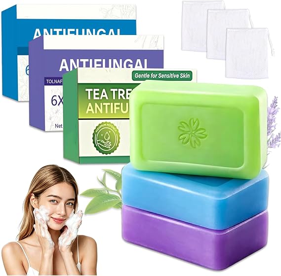 3 PCS Tea Tree Oil Soap Bar, Tea Tree Antifungal Soap Bar, Natural Soap for Face Body Hand - Blemish-Prone Skin, Deep Cleansing, Controls Oil, Plant-Inspired Formula
