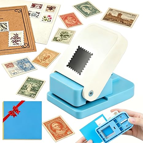 1X0.8inch Rectangular Postage Stamp Puncher, Rectangle Lever Action Stamp Punch for Paper Crafting Scrapbooking, DIY Card Making Arts Crafts Supplies
