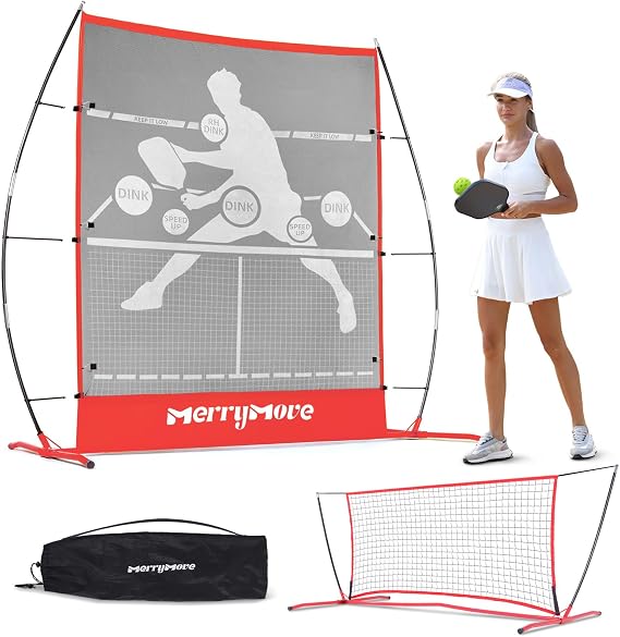 Pickleball Practice Rebounder Net: Pickleball Rebounder or 6FT Mini Pickle Ball Net Portable for Outdoor Driveway Backyard and Indoor Garage - 2in1 Trainer for Dink Volley Training