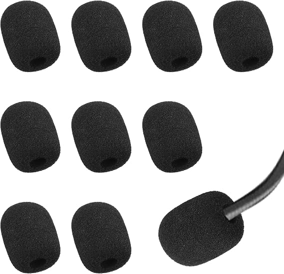 10 Packs Headset Microphone Foam Cover,Microphone Cover,Pop Filter, Foam Microphone Windscreen Microphone Protector Mini Windscreens Sponge Foam Covers Shield Protection New Job Gifts(Black)