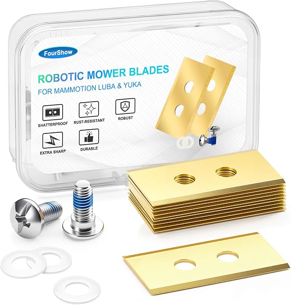 36Pcs Replacement Blades Compatible for Mammotion Luba and YUKA All Series, Robust Titanium Replacement Robotic Lawnmower Blades, with Plastic Washers