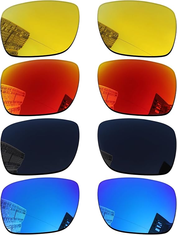 Acefrog 4 Pairs Polarized Replacement Lenses for Oakley Holbrook XL OO9417 Sunglasses, Perfectly Fit, Shatterproof, Anti-scratch, Value Pack, Black+Ice Blue+Fire Red+24K Gold