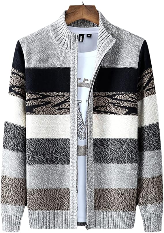 Knit Men 'S Clothing Cardigan Men Sweater Striped Fashion Autumn Knitted Cardigan