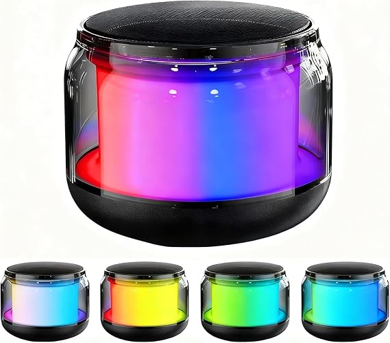 Bluetooth Speaker, Portable Wireless Bluetooth Speaker with Colorful Lights,5-20 Hour Playtime,Bluetooth 5.2 USB C Fast Charge,Mini Speaker with Wireless Stereo Pairing,Gifts for Outdoor, Travel, Home